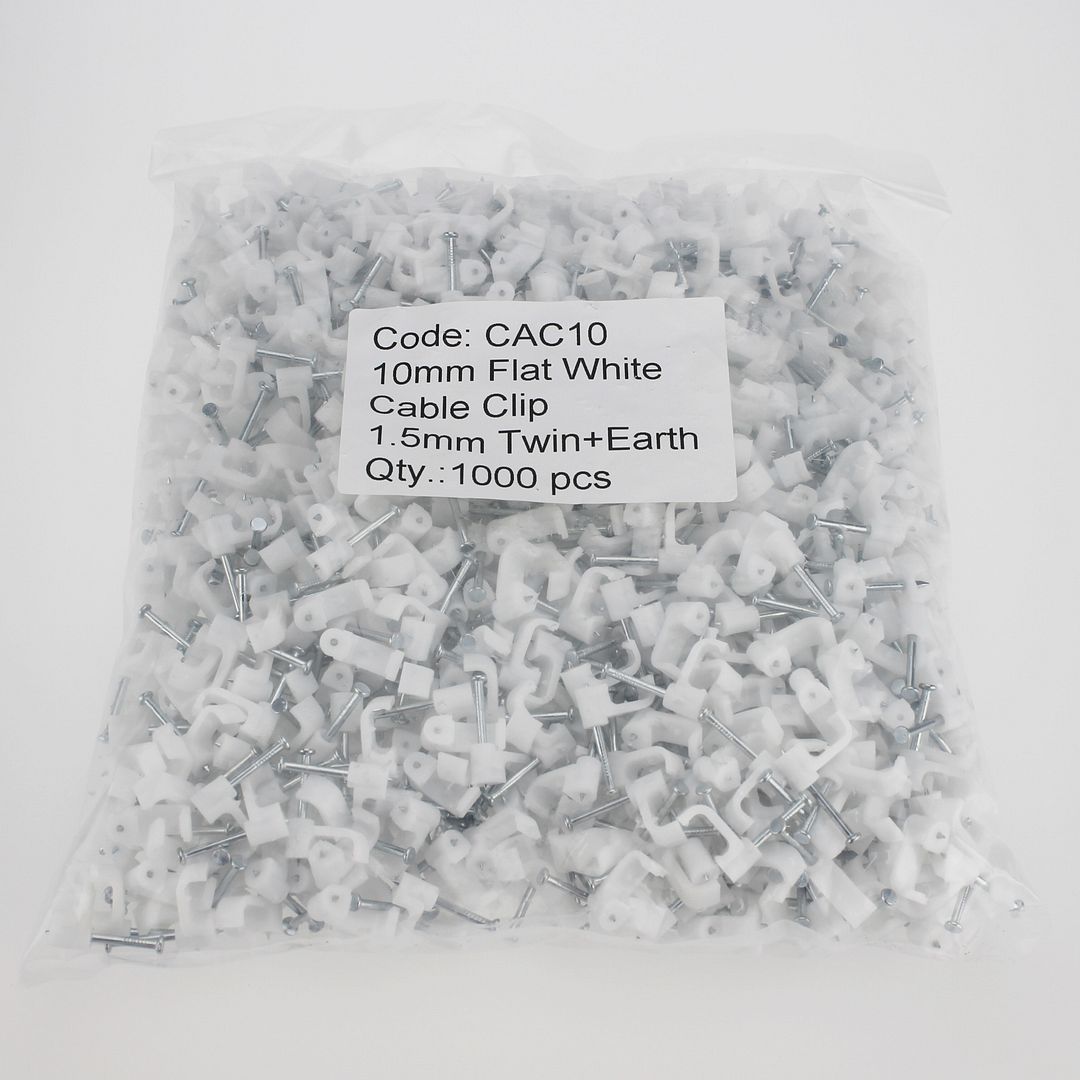 1000 x 10mm Flat Cable Clips for Skirting Boards Electrical Power