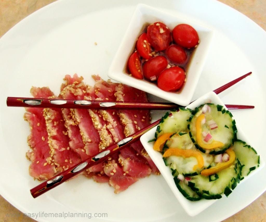 Seared Ahi Tuna with a Pickled Cucumber Salad - Easy Life Meal & Party Planning
