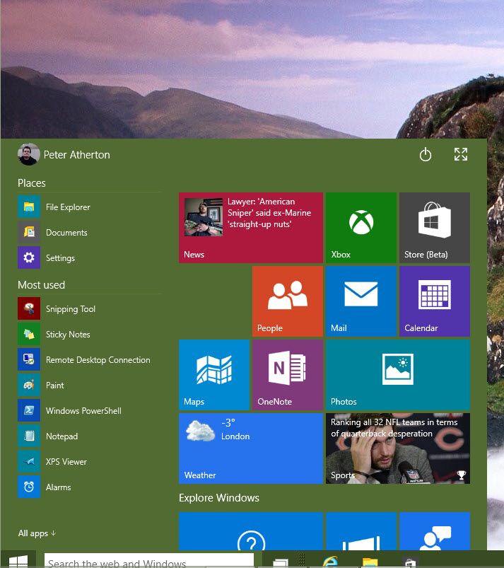 Windows 10 desktop