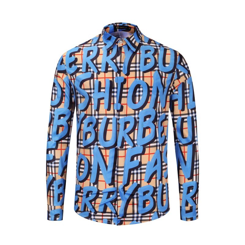 Burberry men's printed long sleeve cotton shirt tops #0 Burberry men's printed long sleeve cotton shirt tops #0